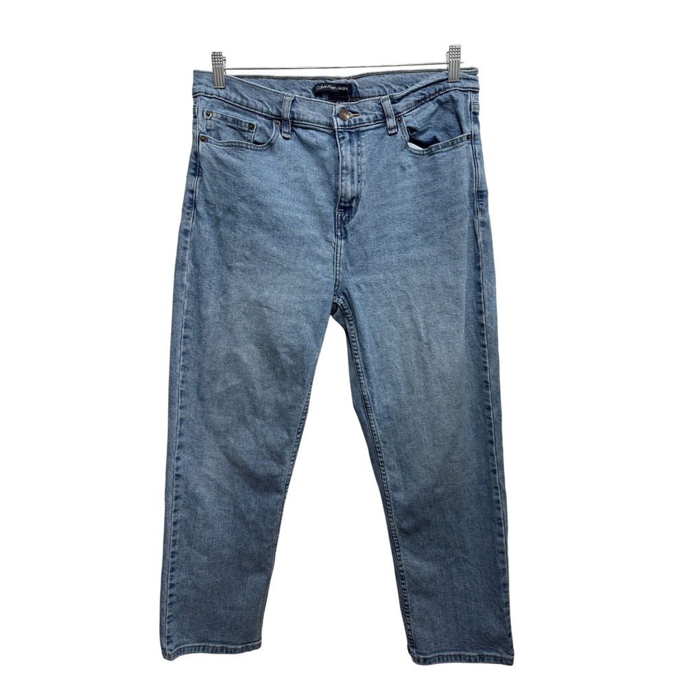 Calvin Klein Jeans Womens 14 Light Wash Straight Leg High Rise Blue Denim mom